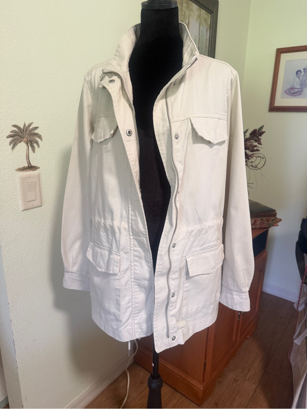 GAP Women's Utility Denim Lightweight Jacket - Cream/Off-White